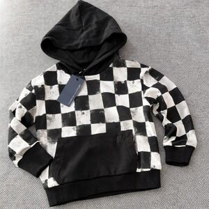 Little Bipsy Checker Hoodie 12-18M Black White Pullover Streetwear Toddler